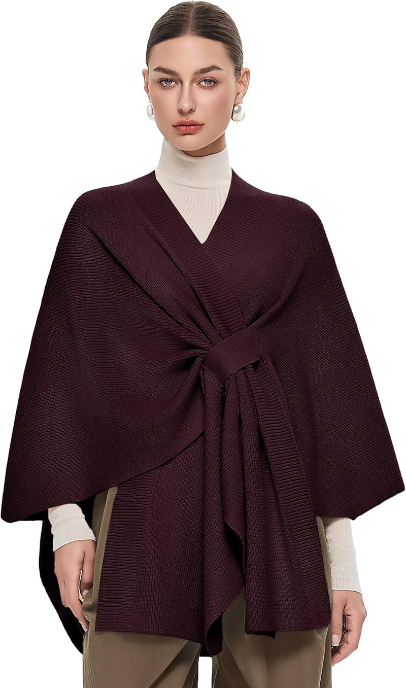 Puli Women's Elegant Shawl Wraps Soft Open Front Poncho Sweater for Spring Fall Winter - Image 1